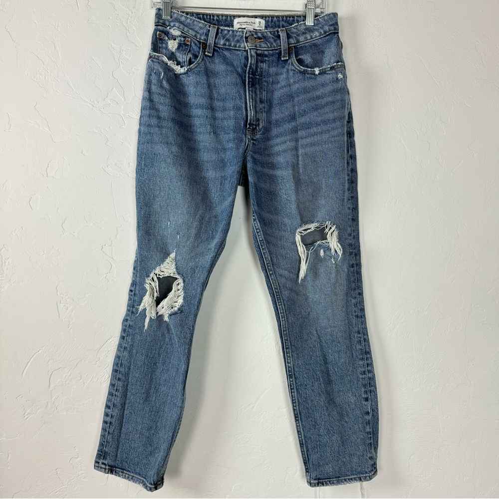 Abercrombie & Fitch Jeans Denim High Rise Mom Curve Love Medium Wash Blue Cotton